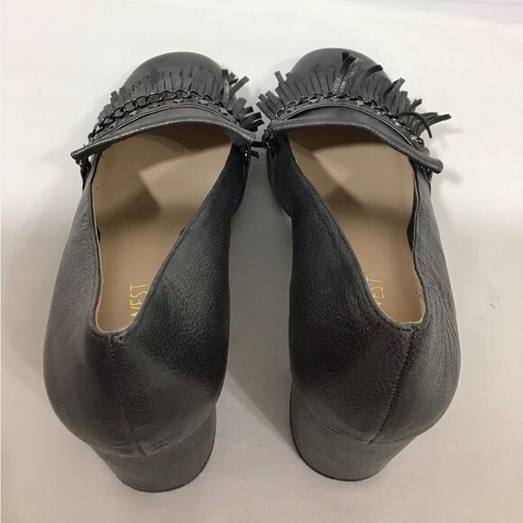 Nine West Leather Pewter Fringe Detail Pumps Size 9M - Picture 5 of 11